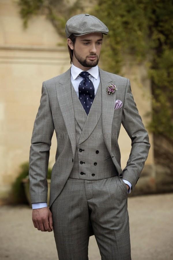 Vintage Grey Mens Suits Peaked Lapel Groom Wear Wedding Suits For Men One  Button Three Piece Tuxedos (Jacket+Pants+vest+tie)|suit style|suit  linensuit case - AliExpress